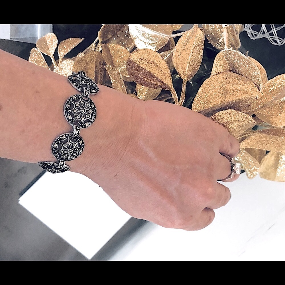 Vintage Edwardian style Hematite silver handmade Bracelet